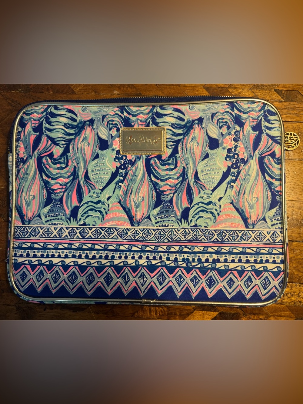 Lilly Pulitzer Navy Pink Mint Patterned Sleeve neoprene tablet laptop soft case
